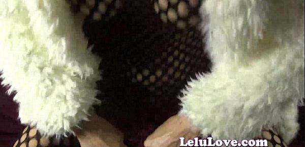  Amateur girl rides his cock while wearing bodystocking and fur coat